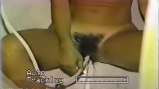 Rubbing her bun with a nice sex toy