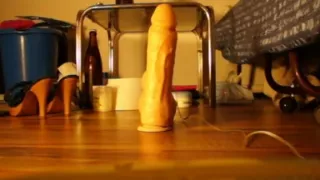 Huge sex toy up her gaping bum