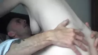 Mature pair performing in front of the livecam