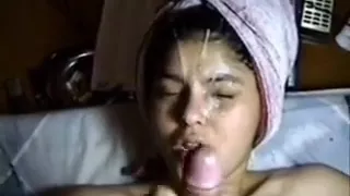 Covering my wife’s face with my cum