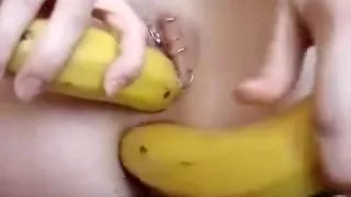 Rubbing my fuck holes with bananas
