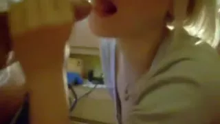 Sucking a mighty pecker at home