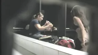 Hot dark-haired girl getting dressed