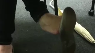 Candid Legal Age Teenager Shoeplay Dangling Close-Up College Library Feet