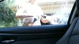 Hawt Blond Washes Car & Toys Booty On Webcam
