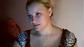 Large tittied golden-haired disrobes