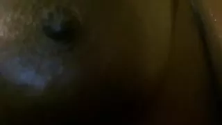 Ebony babe shows me her big bosoms