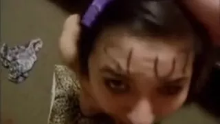 Wench deepthroats and spits it out