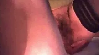 Fingering hairy cunt in stockings
