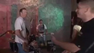 Teen gets a facial in a gangbang