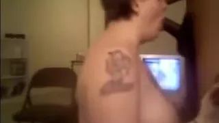 Lewd Tattooed British Juvenile Woman Deepthroats Dark Dick