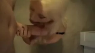 Blondie kümmert sich gut um eine große Rute