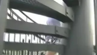 Pair fuck on a walway over the highway