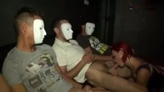 Dulce a redhead team-fucked in a libertines club