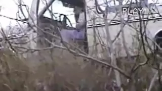 big beautiful woman exposes her cum-hole in an open field