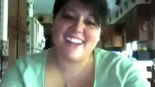 big beautiful woman Latin Chick squeezing her large natural scones