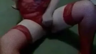 large breasted lady over 40 rubs her clitoris her red underware made me lewd