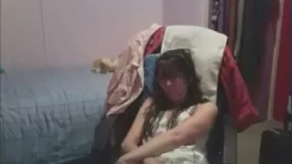 brunette hair honey talks on livecam whilst this babe bangs her cunt