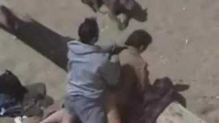 caught a pair having sex on the beach