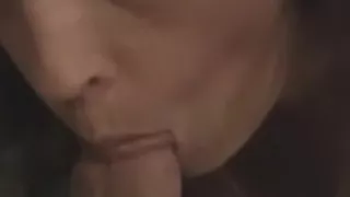 aged wife gives a slow oral job and gets the cock juice on her face