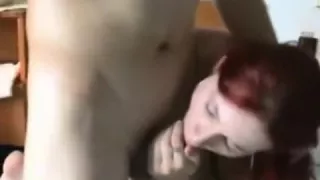 redhead with large melons receives her hairless pussy drilled missionary and doggy style