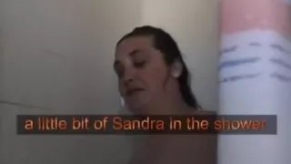 sandra taking a shower and shaving her twat