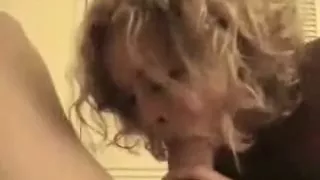 Excited golden-haired bimbo likes to suck