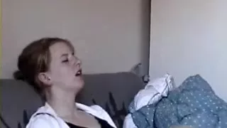 two movie scenes of excited girlfriend gulp and large O