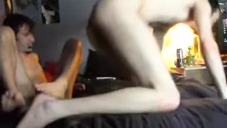 Lustful homo couple romping it at home