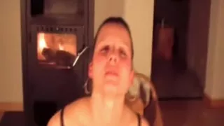 Drilled in front of the fireplace and gulp cum