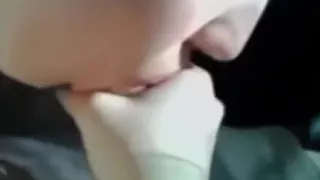 delicious lady licks ding-dong in a car