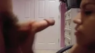 Ebony girl sucking my veiny prick