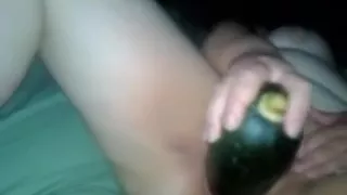 Huge squash stuck deep in the cunt