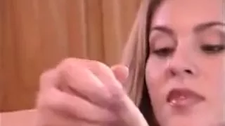 Golden-Haired playgirl seizing her bra buddies