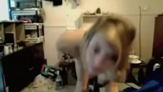 Golden-Haired college angel with great bazookas rubs herself on webcam