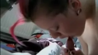 Hot EMO chick gets a big load of cum