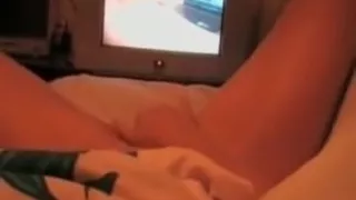 jilling off to a porn on my television 