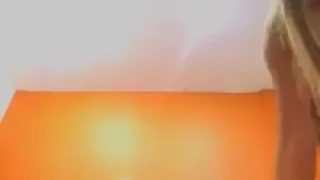 Perfect busty slut fingers her butt