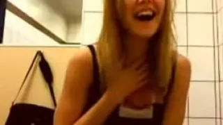 Blondie have some fun in fast food restroom!