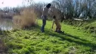 Using my submissive bitch outdoor. Home made amateur