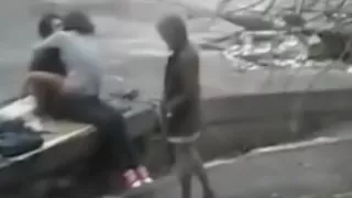 Crazy couple having sex on public place