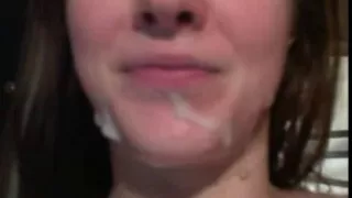 girlfriend cums on face