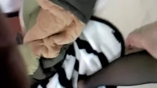 Babe in stockings riding a dick