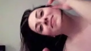 Blonde sucking cock in home video