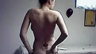 Strip tease of girl with huge boobs