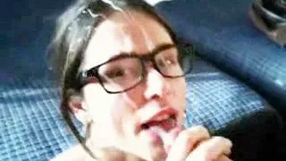 Homemade blowjob video with a facial