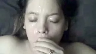 Homemade wife blowjob with a facial