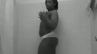 Sexy ebony girl in the shower