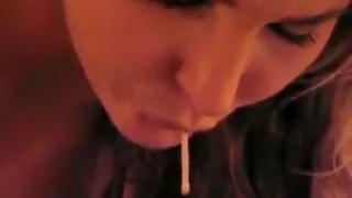 Busty amateur sucking pecker