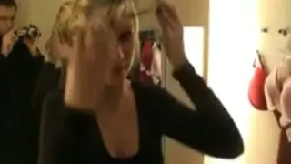 Amateur blonde girlfriend blowjob and facial in dressing room